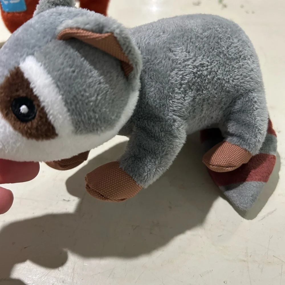 Spunky Pup Clean Earth Recycled Plastic Pet Toys Plush Raccoon Fox Bundle EUC